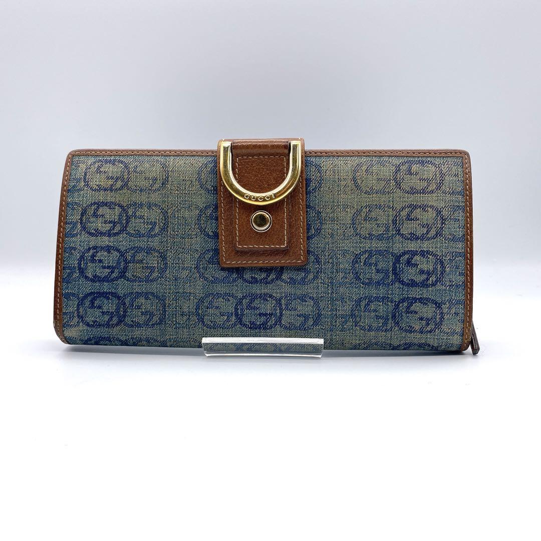 バーゲンで GUCCI グッチ 長財布 二つ折り インターロッキング デニム 小物