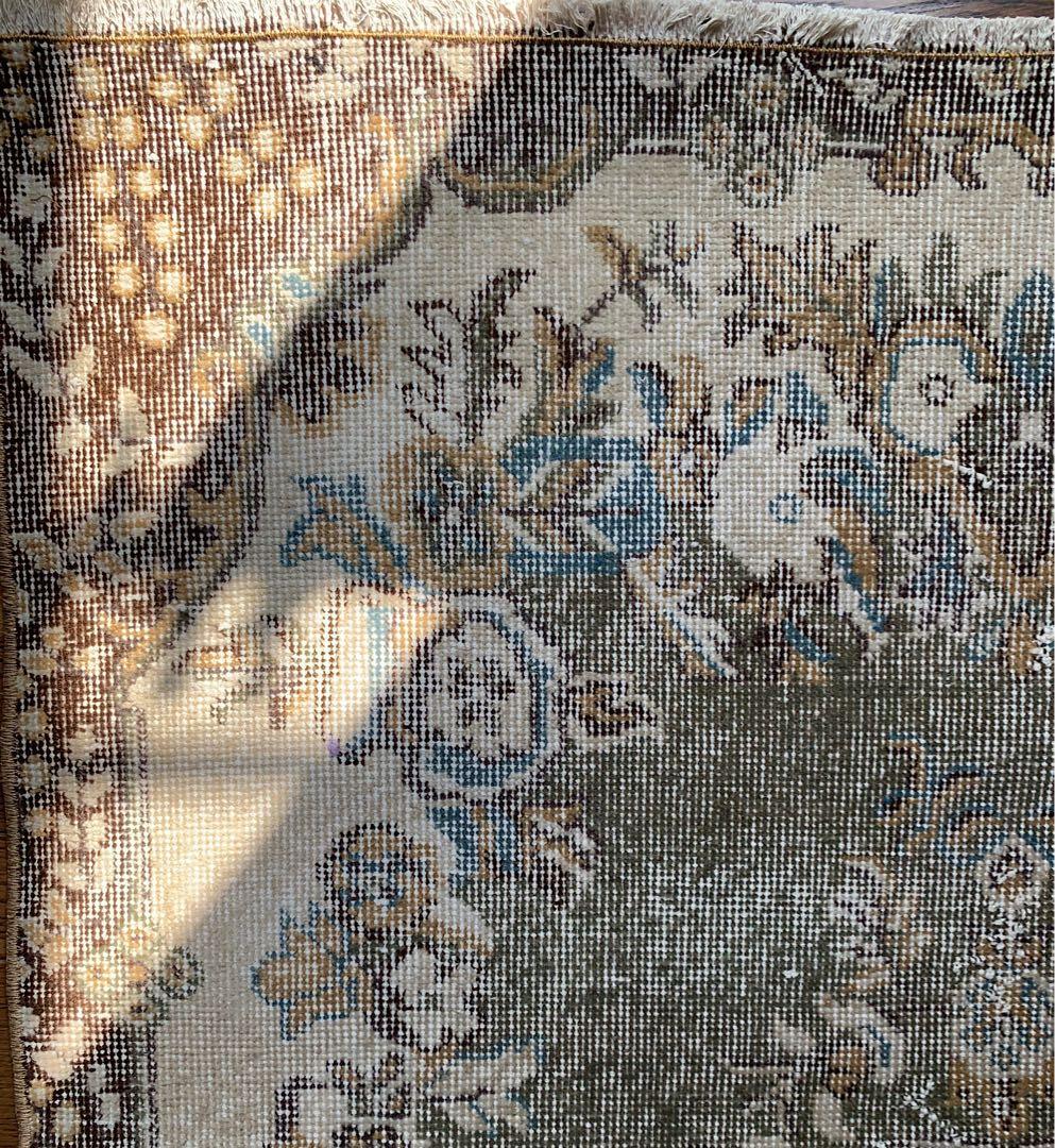 トルコヴィンテージラグ スモーキーグリーン