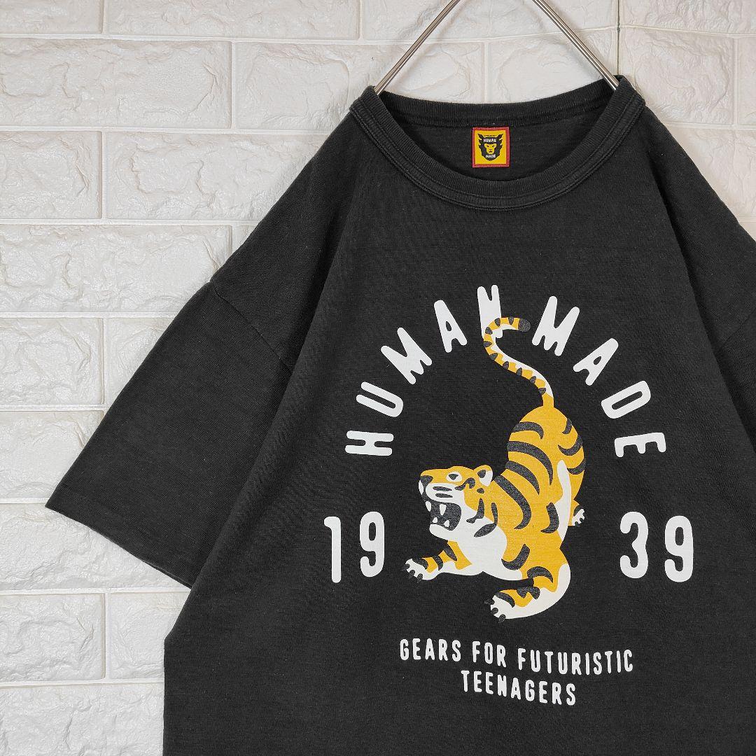 ヒューマンメイド Tシャツ 虎 トラ タイガー 1939 デカロゴ ブラック L
