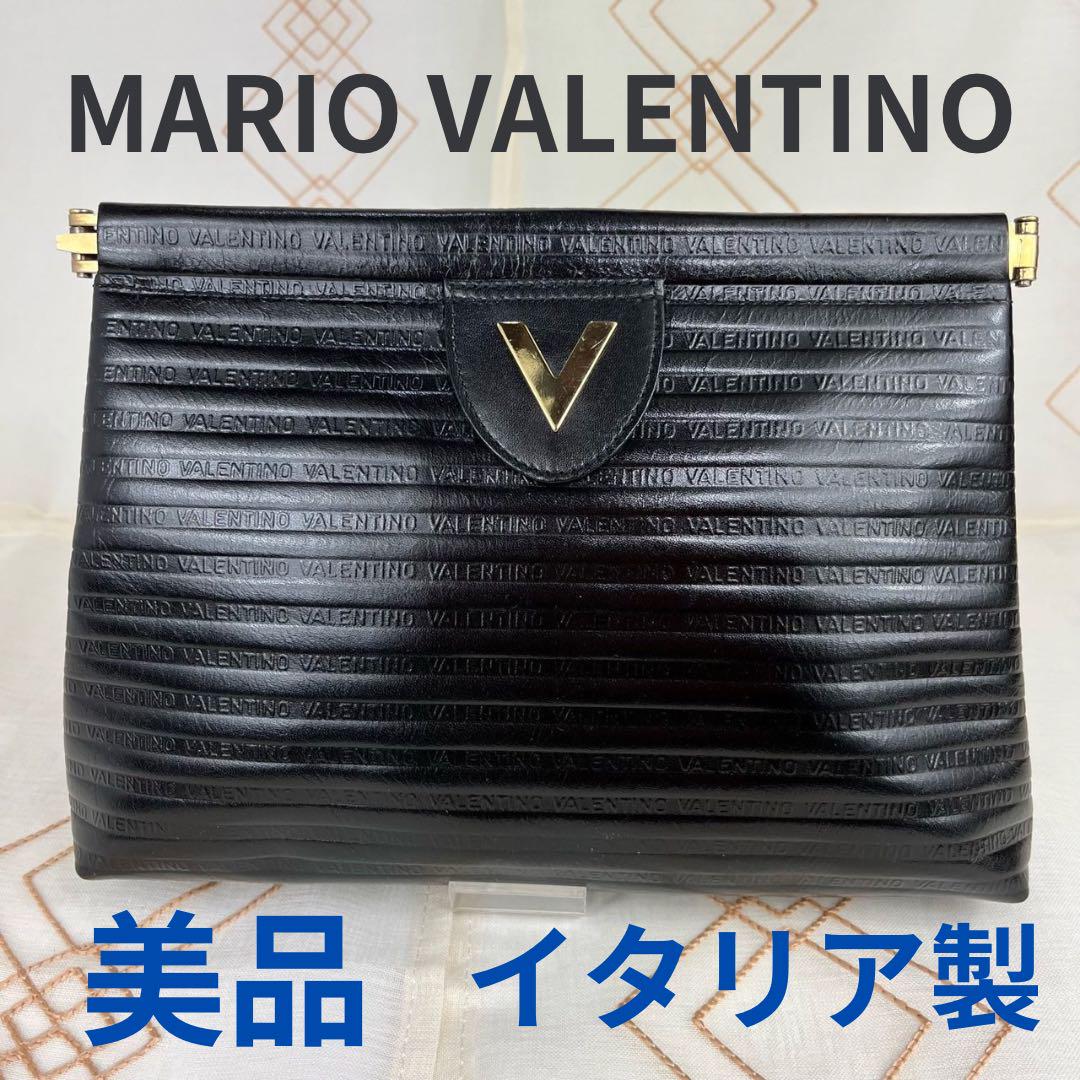 マリオ ヴァレンティノ セカンドバッグ レザー ブラック ユニセックス