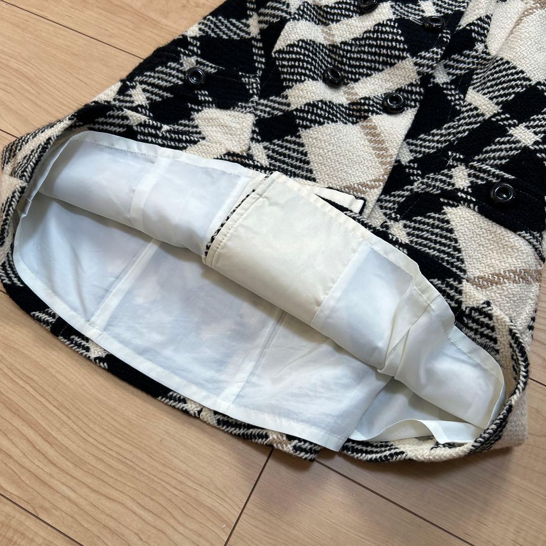 バーバリーブルーレーベル 厚手 ウール チェック ツイードワンピース 38 バーバリーブルーレーベル 厚手 ウール チェック ツイードワンピース 38