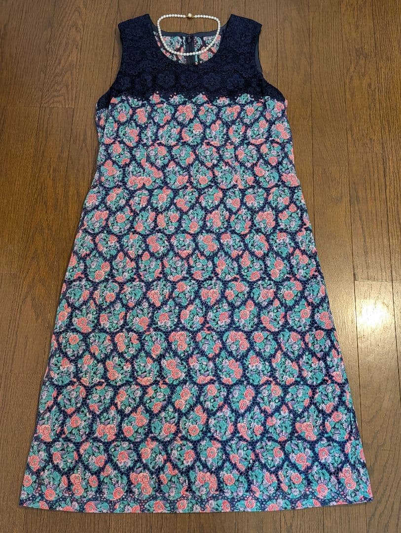 花柄レース ノースリーブワンピース＆ボレロ