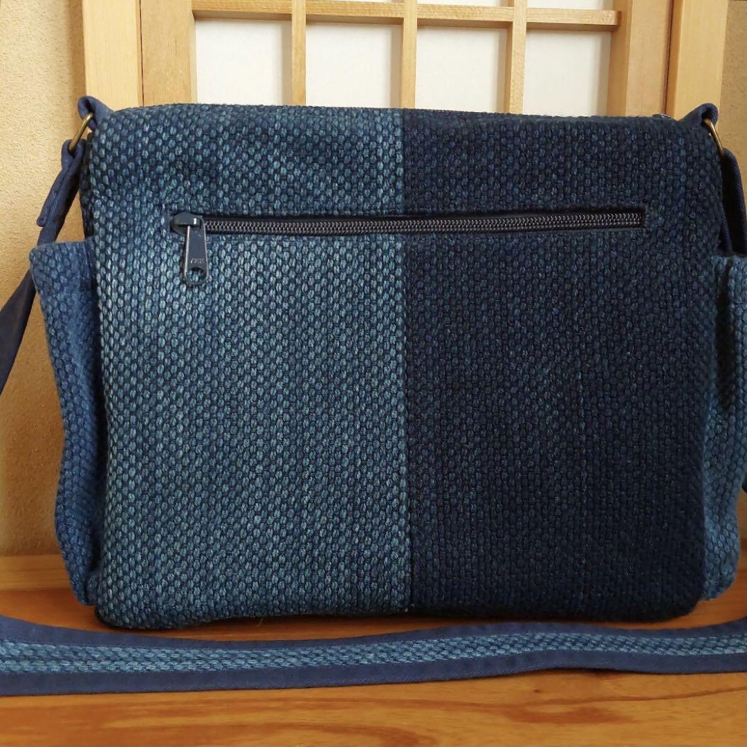 古布　藍染木綿二重剣道着　ショルダーバッグ　ハンドメイド　剣道着リメイク 古布藍染木綿二重剣道着 ショルダーバッグ ハンドメイド