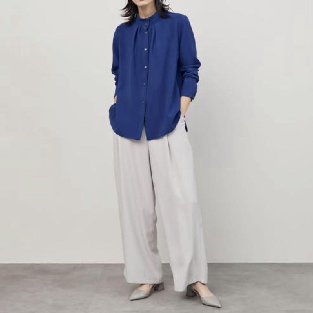 SOÉJU スタンドカラータックブラウス color Blue size:M