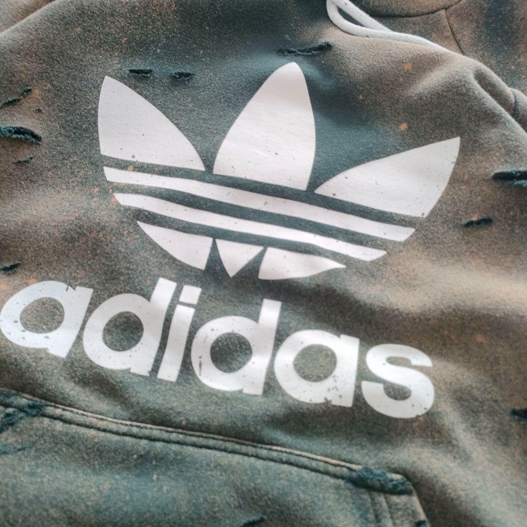 adidas vintage グランジ ボロ フード CAMO 脱色 L adidas vintage グランジ ボロ フード CAMO 脱色 L