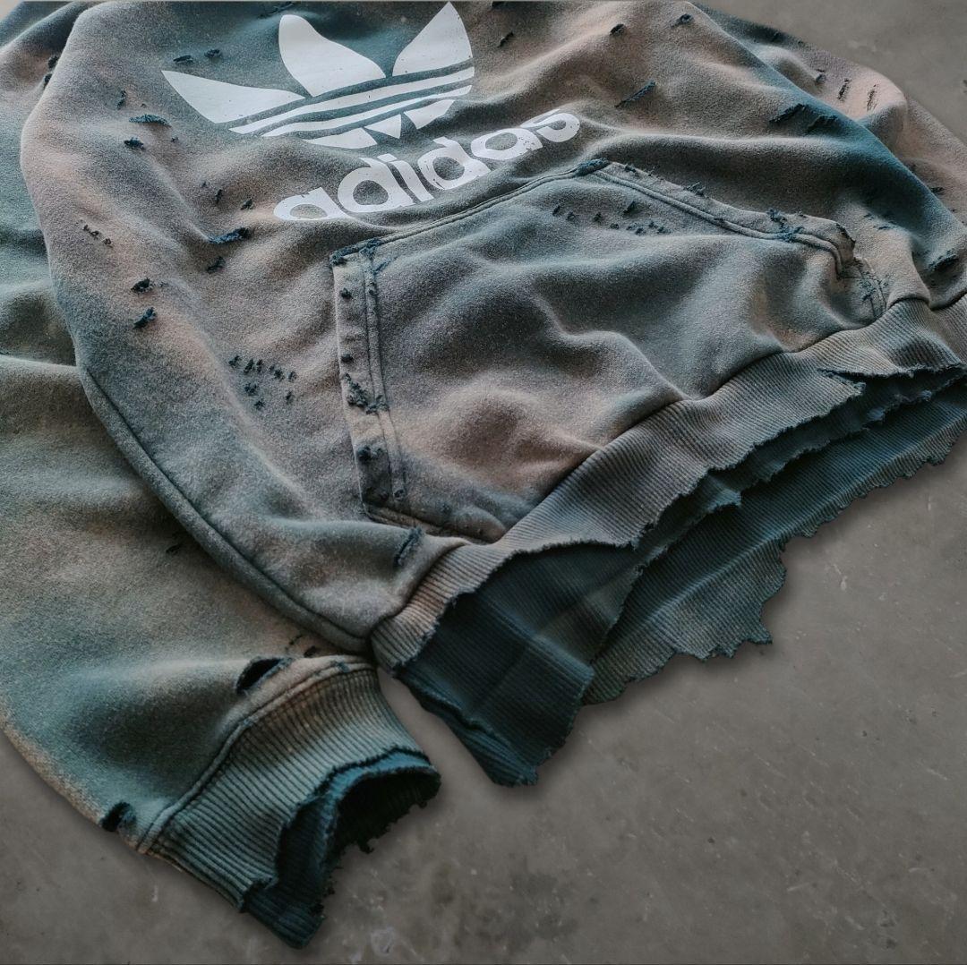 adidas vintage グランジ ボロ フード CAMO 脱色 L adidas vintage グランジ ボロ フード CAMO 脱色 L