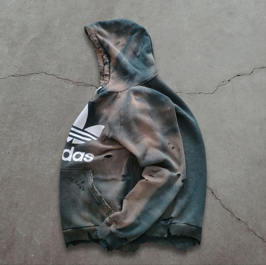 adidas vintage グランジ ボロ フード CAMO 脱色 L adidas vintage グランジ ボロ フード CAMO 脱色 L