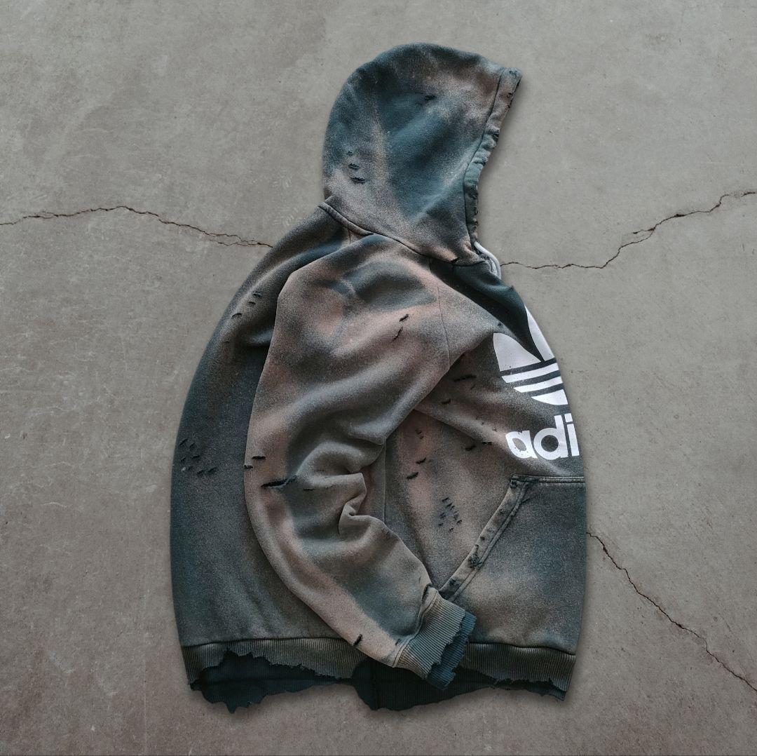 adidas vintage グランジ ボロ フード CAMO 脱色 L adidas vintage グランジ ボロ フード CAMO 脱色 L