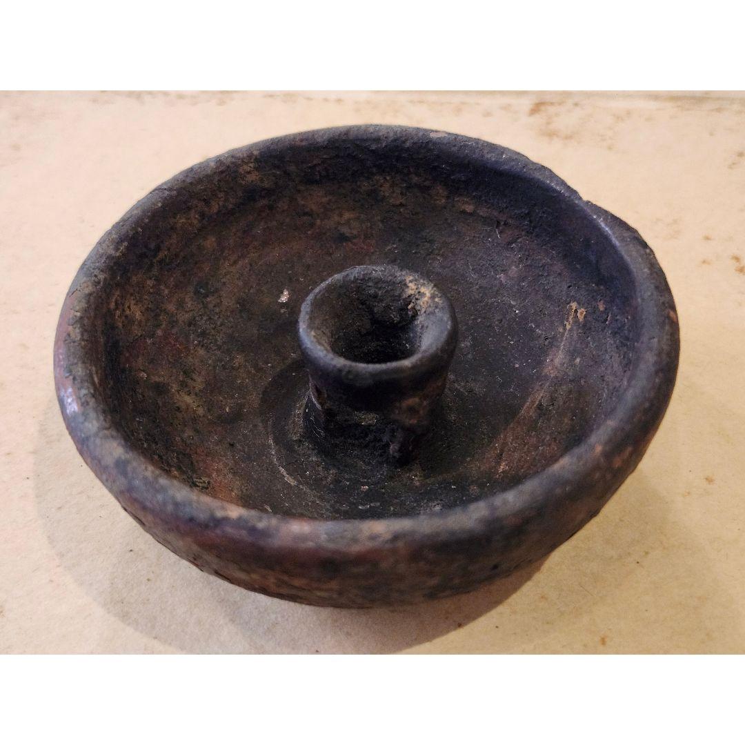 削げが美しい古びた燭台 灯明皿 古道具 骨董 工芸品