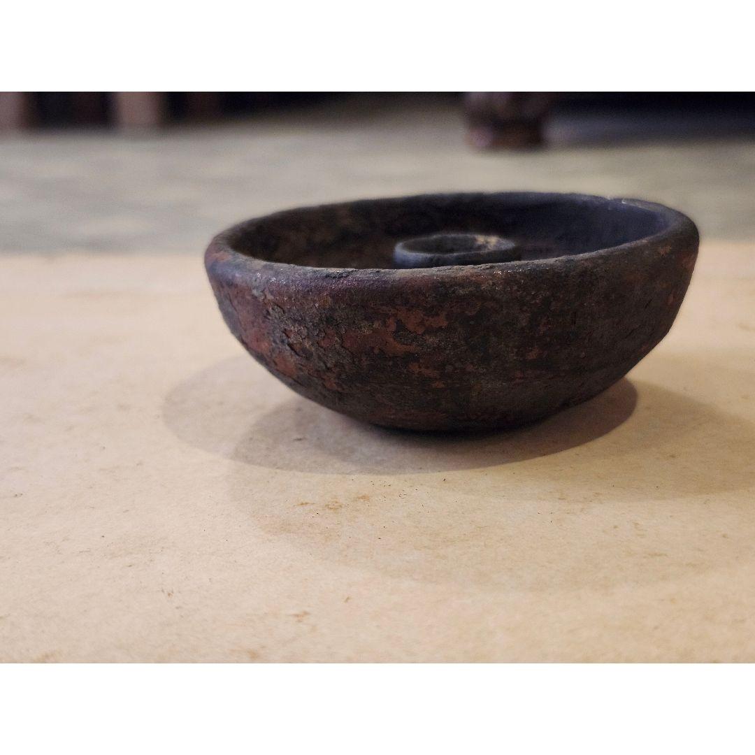 削げが美しい古びた燭台 灯明皿 古道具 骨董 工芸品