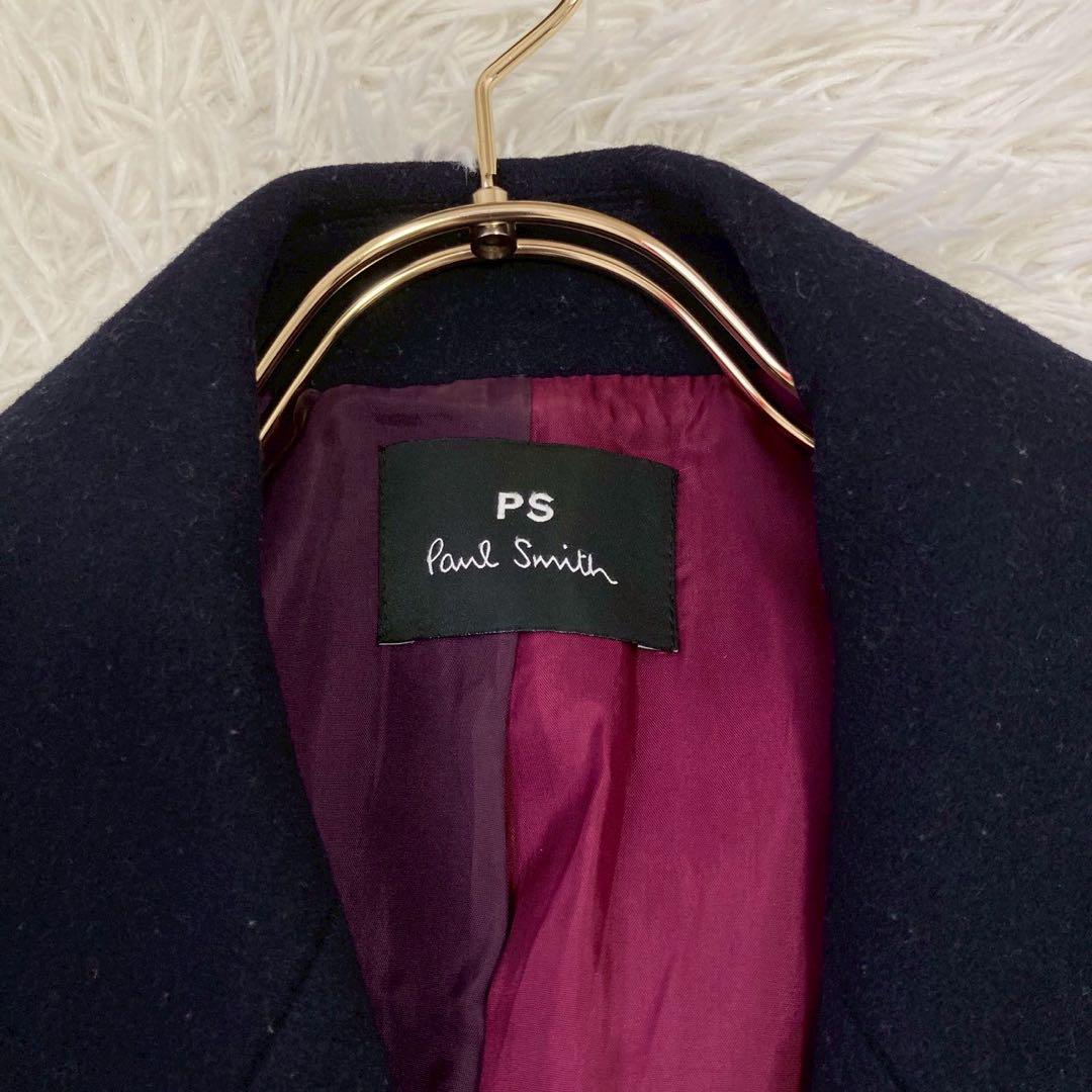 大型セールや時期 Paul Smith チェスターコート ネイビー 42 キレイめ オフィス ジャケット・アウター