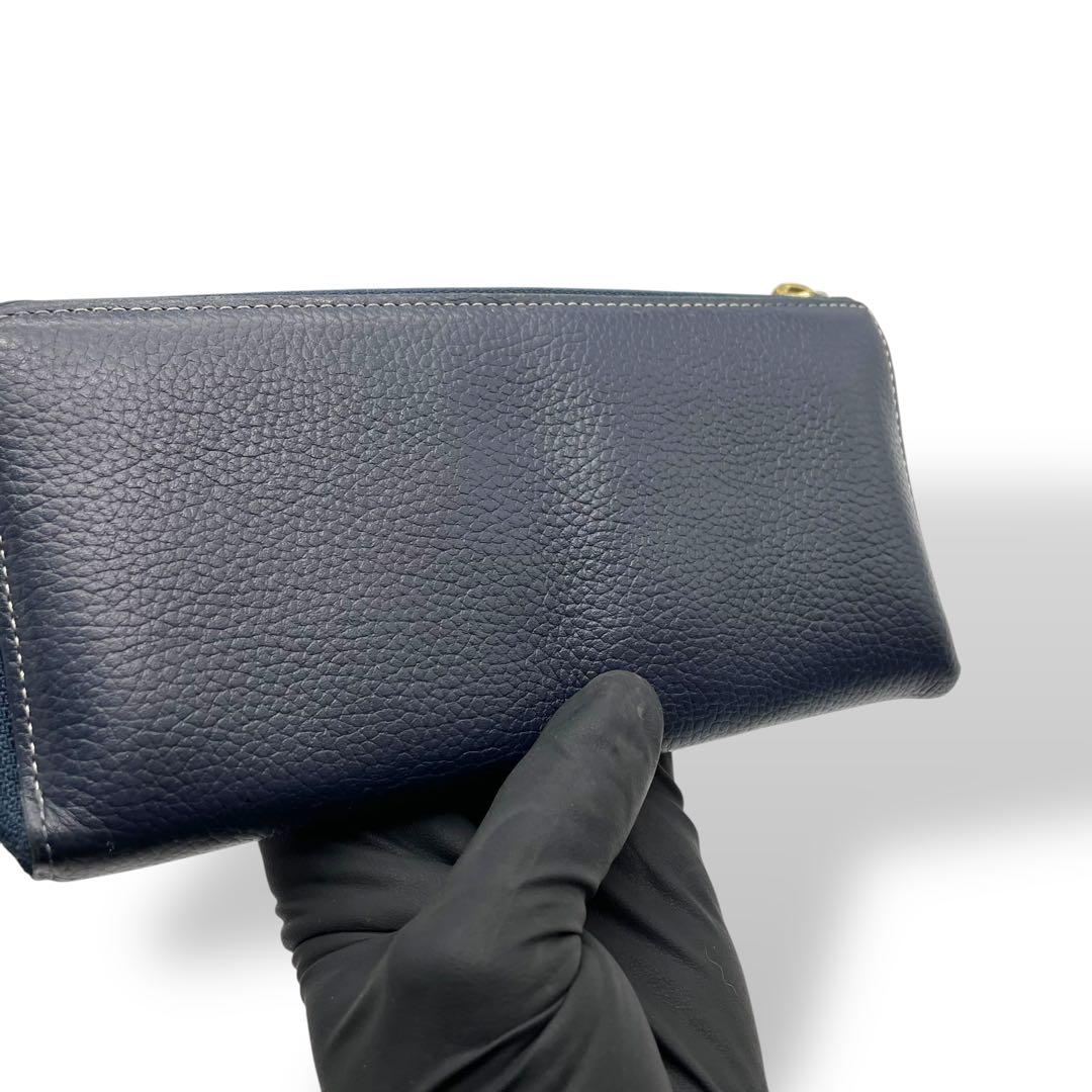 美品　キタムラK2 長財布 ネイビー Kマーク Kロゴ ゴールドチャーム