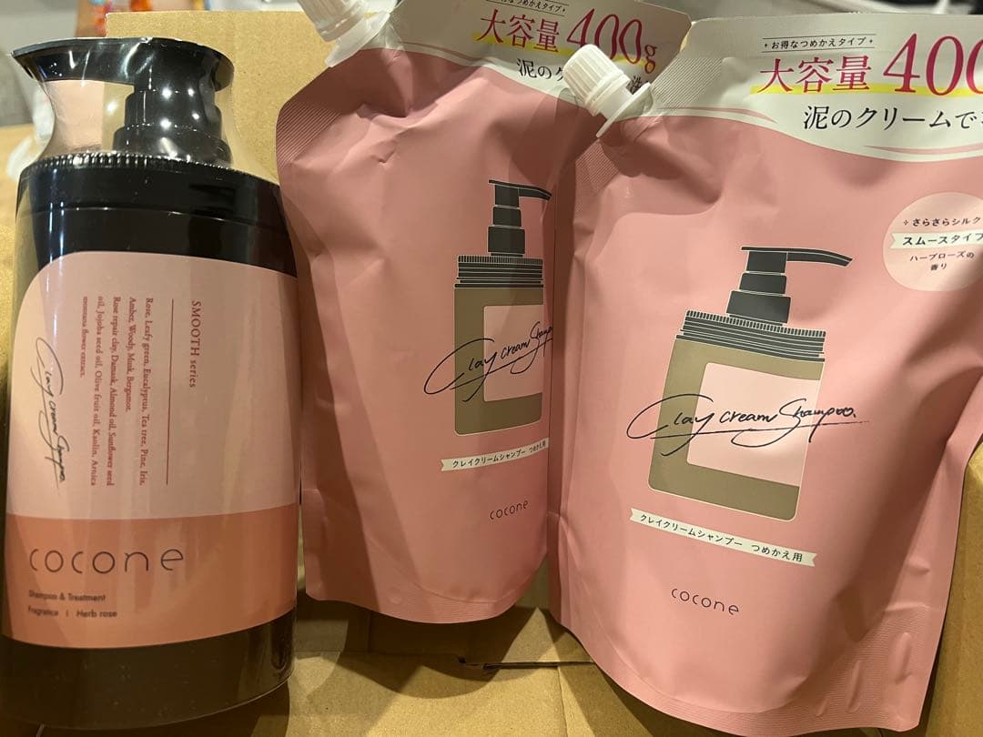 cocone クリームシャンプー 400g 新ボトル 本体と詰替2個セット