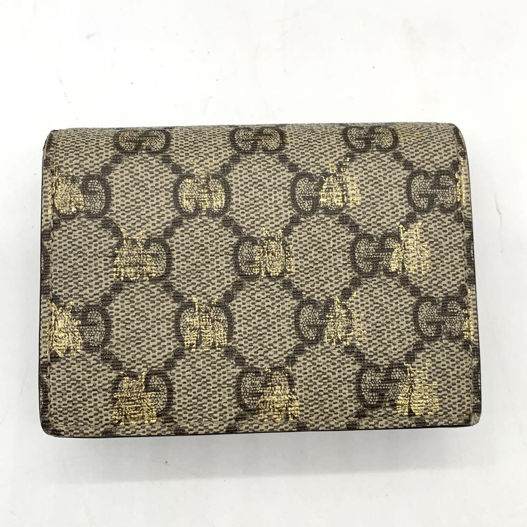 美品 GUCCI グッチ 二つ折り財布 GGパターン スプリーム ビー 蜂