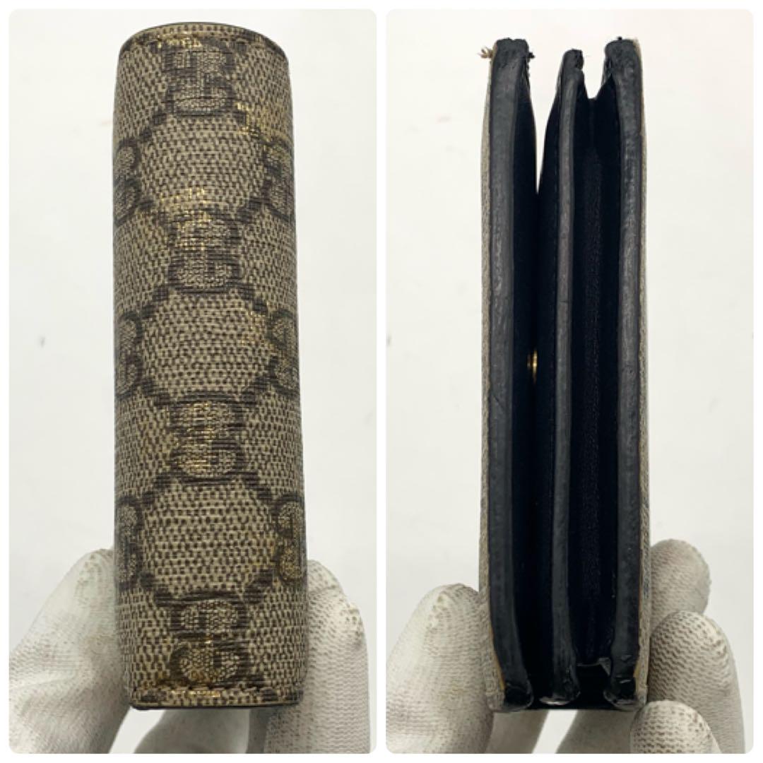 美品 GUCCI グッチ 二つ折り財布 GGパターン スプリーム ビー 蜂