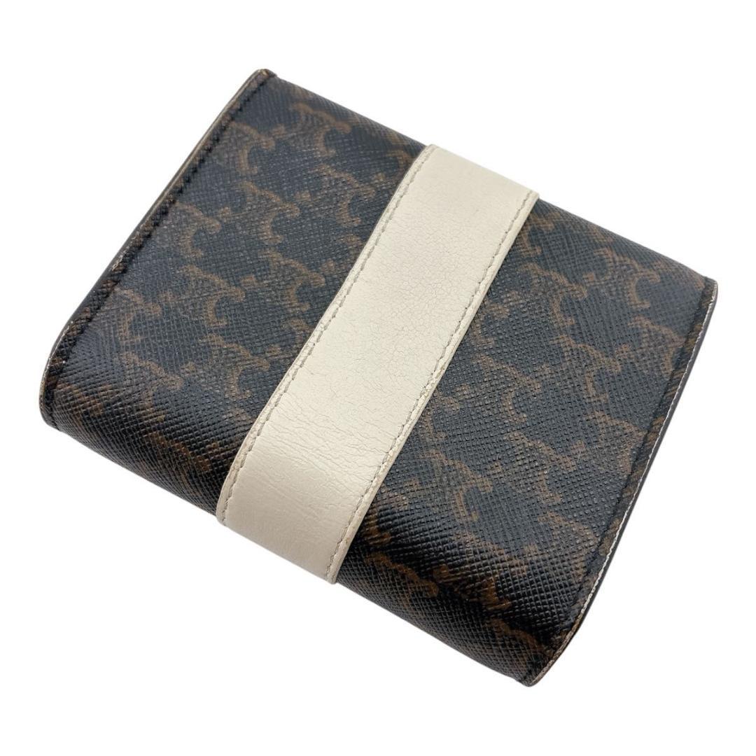 CELINE セリーヌ レザー トリオンフ マカダム 三つ折り財布 ブラウン CELINE セリーヌ レザー トリオンフ マカダム 三つ折り財布 ブラウン