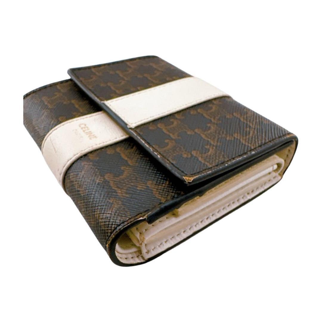 CELINE セリーヌ レザー トリオンフ マカダム 三つ折り財布 ブラウン CELINE セリーヌ レザー トリオンフ マカダム 三つ折り財布 ブラウン