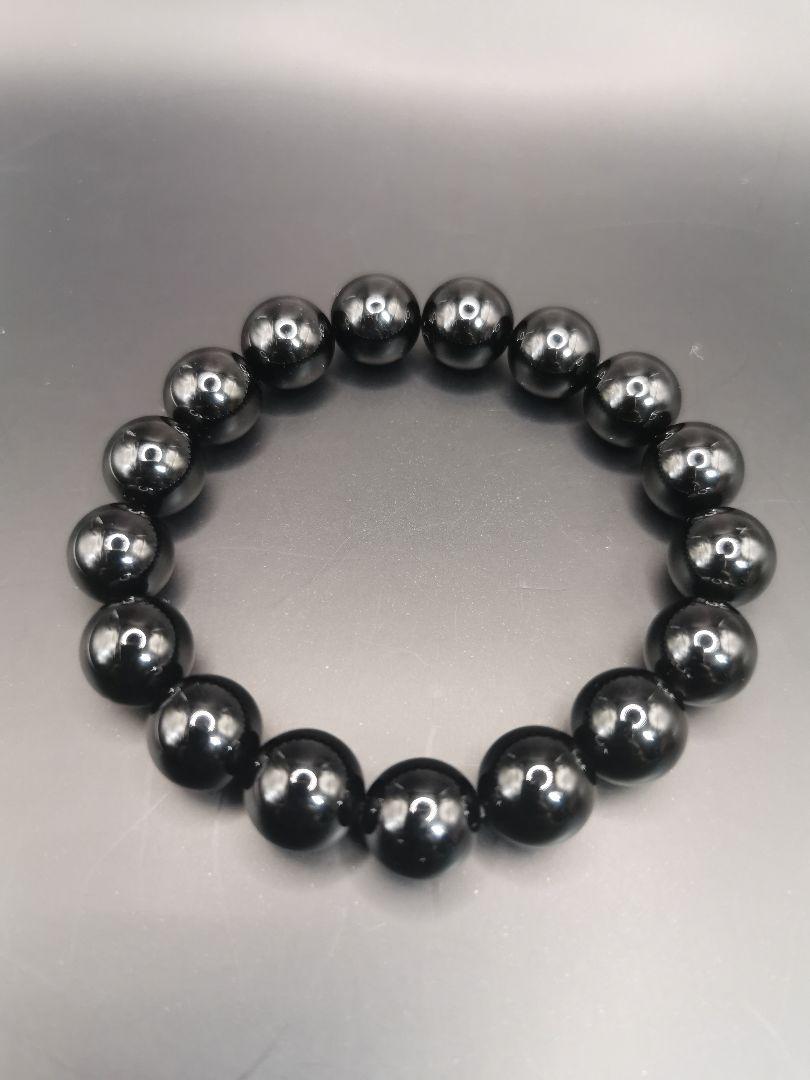 最強生霊払天然石！漆黒のモリオンブレスレット 12mm チベット産