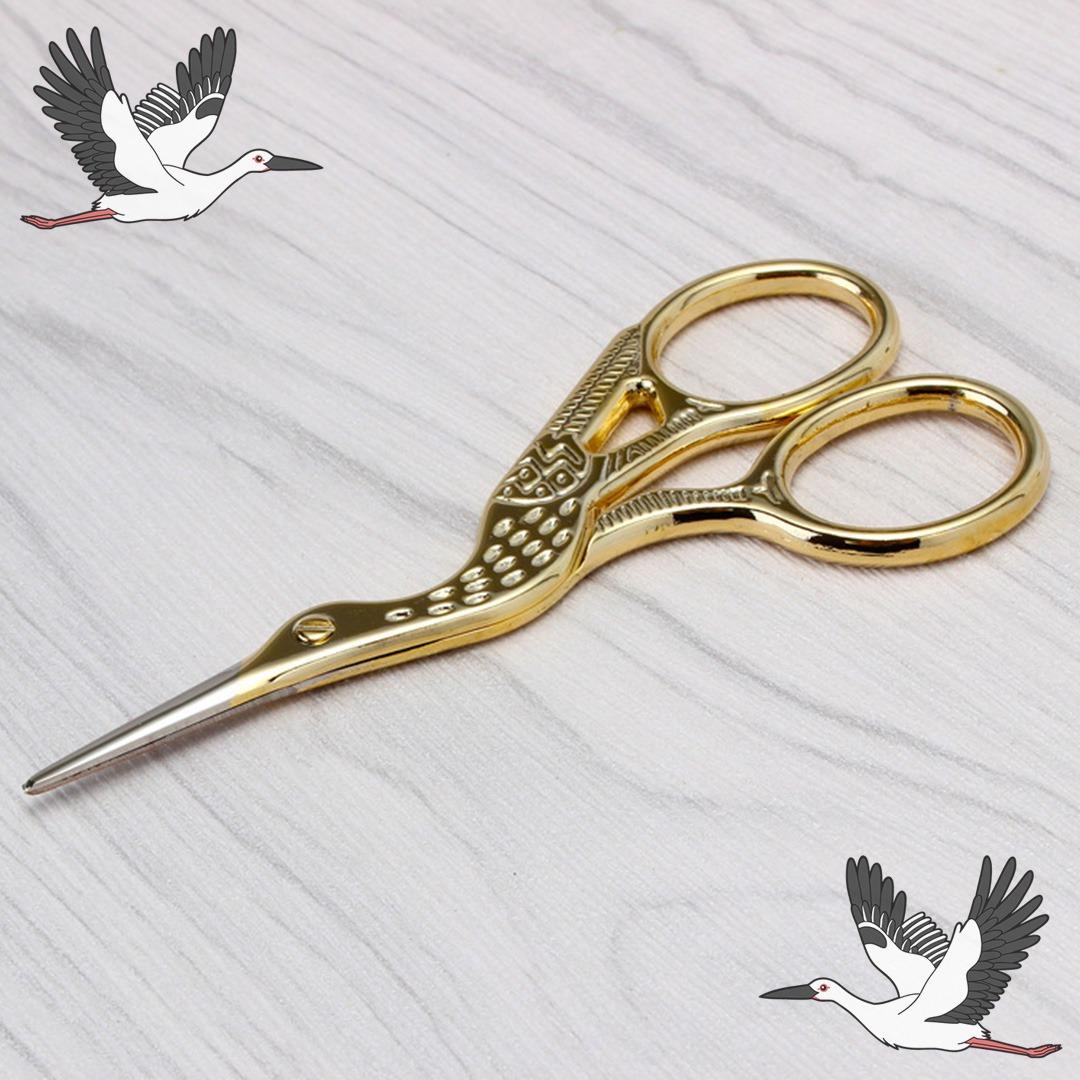 コウノトリ 鶴 はさみ 糸切りバサミ 刺繍はさみ 鋏 ゴールド