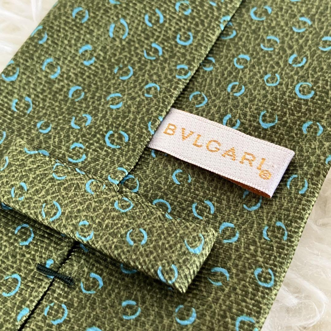 BVLGARI ブルガリ セッテピエゲ ネクタイ グリーン シルク イタリア製