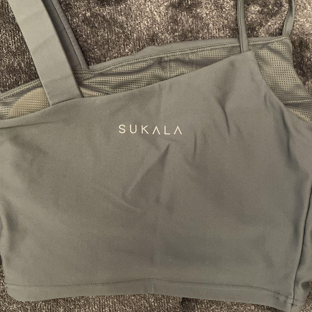 SUKALA アシンメトリーギャザートップス　スモークグリーン S