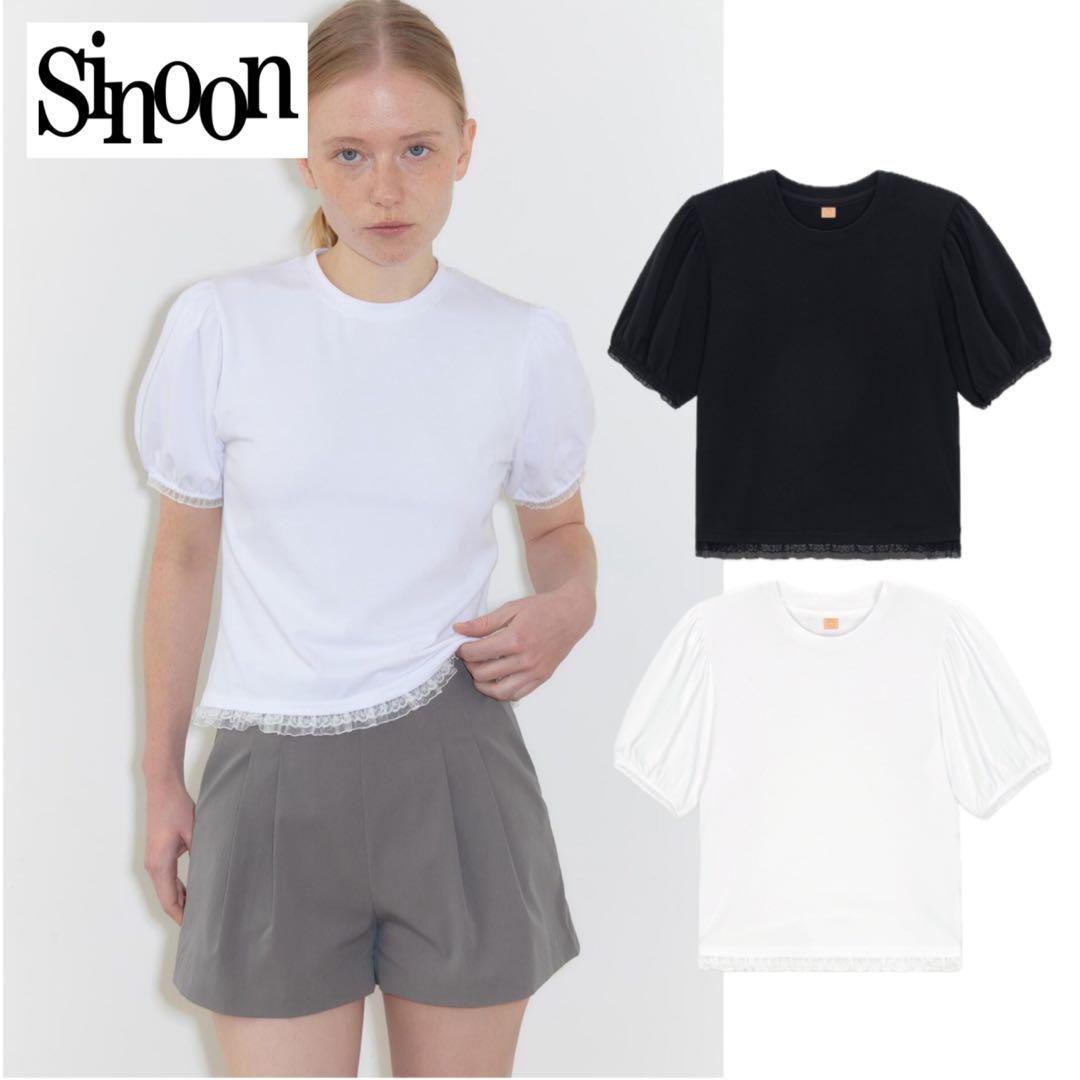 韓国sinoon シヌーン】Double Lace Puff T-Shirts - メルカリ