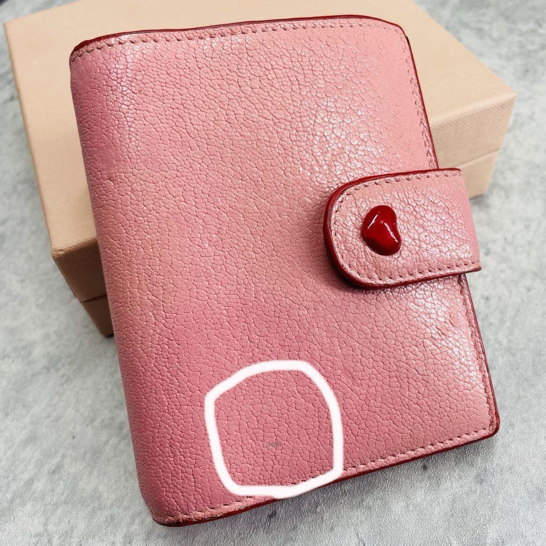 ✨良品✨ミュウミュウ 二つ折り財布 フォーエバー ハート 手帳