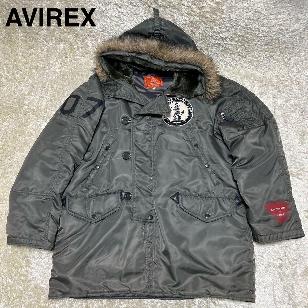 AVIREX アヴィレックス　ミリタリージャケット　メンズ　Ｌ　カーキ　ワッペン