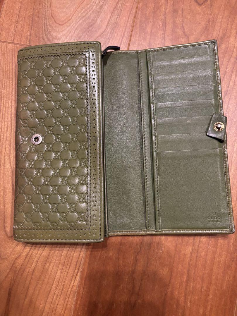 ★本物★GUCCI オリーブグリーン 長財布 型押し
