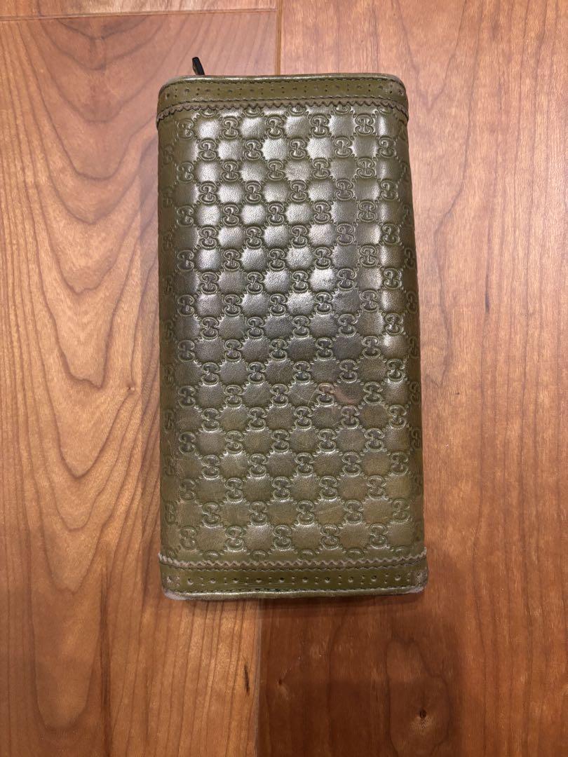 ★本物★GUCCI オリーブグリーン 長財布 型押し