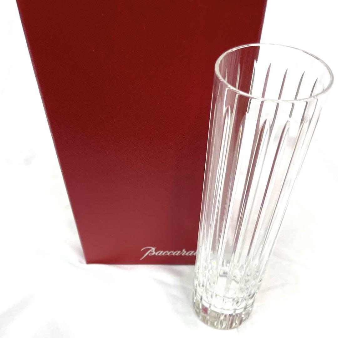 Baccarat クリスタルガラス ストライプデザイン グラス 箱入り ☆未使用級☆バカラ クリスタル花器 ストライプデザイン
