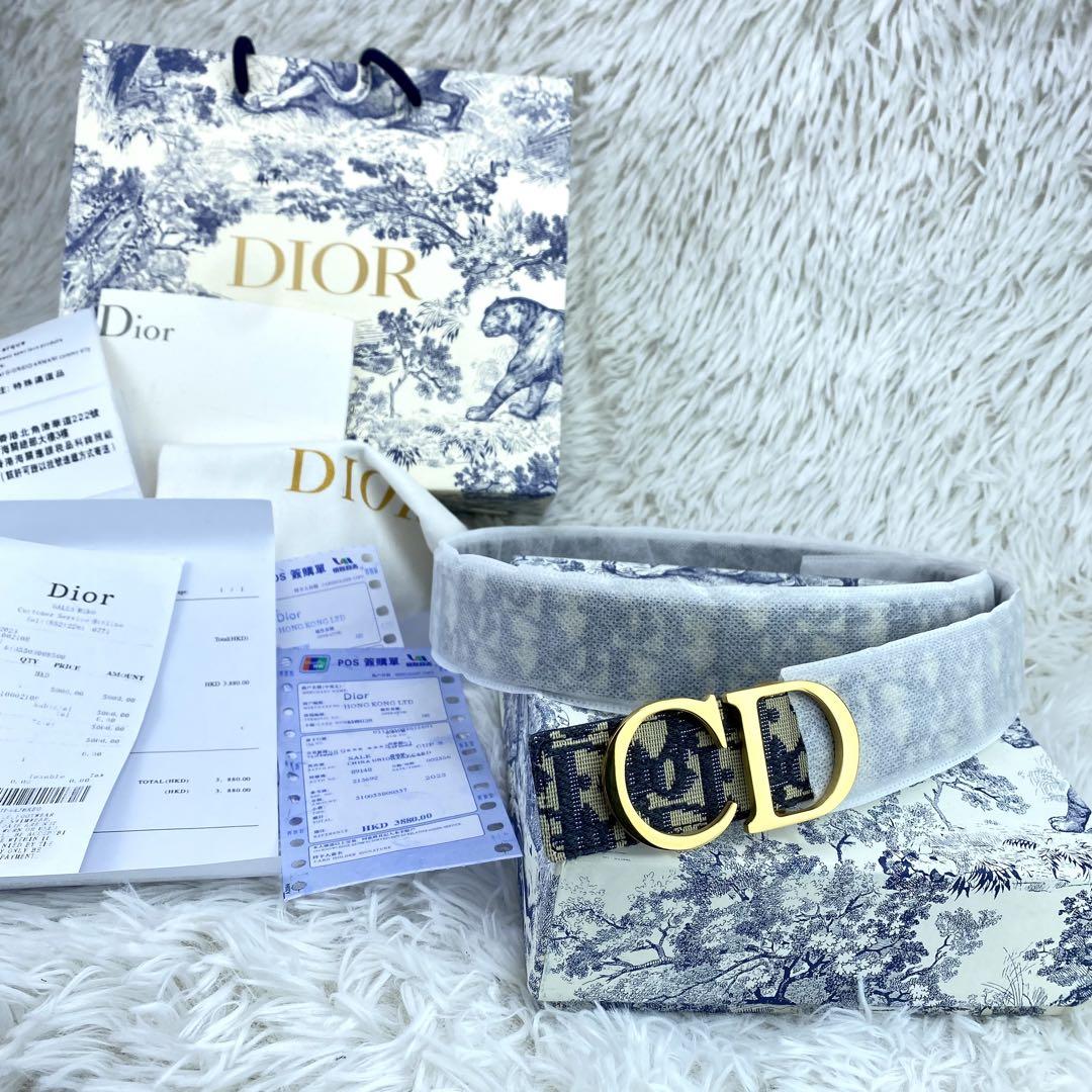 【早い者勝ち】Diorリバーシブル ベルト オブリーク ロゴ バックル ゴールド
