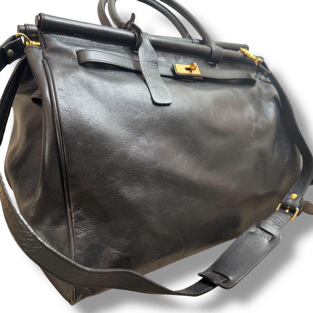 ★luna borsa★レザーボストンバッグ ブラック ショルダーバッグ 大容量