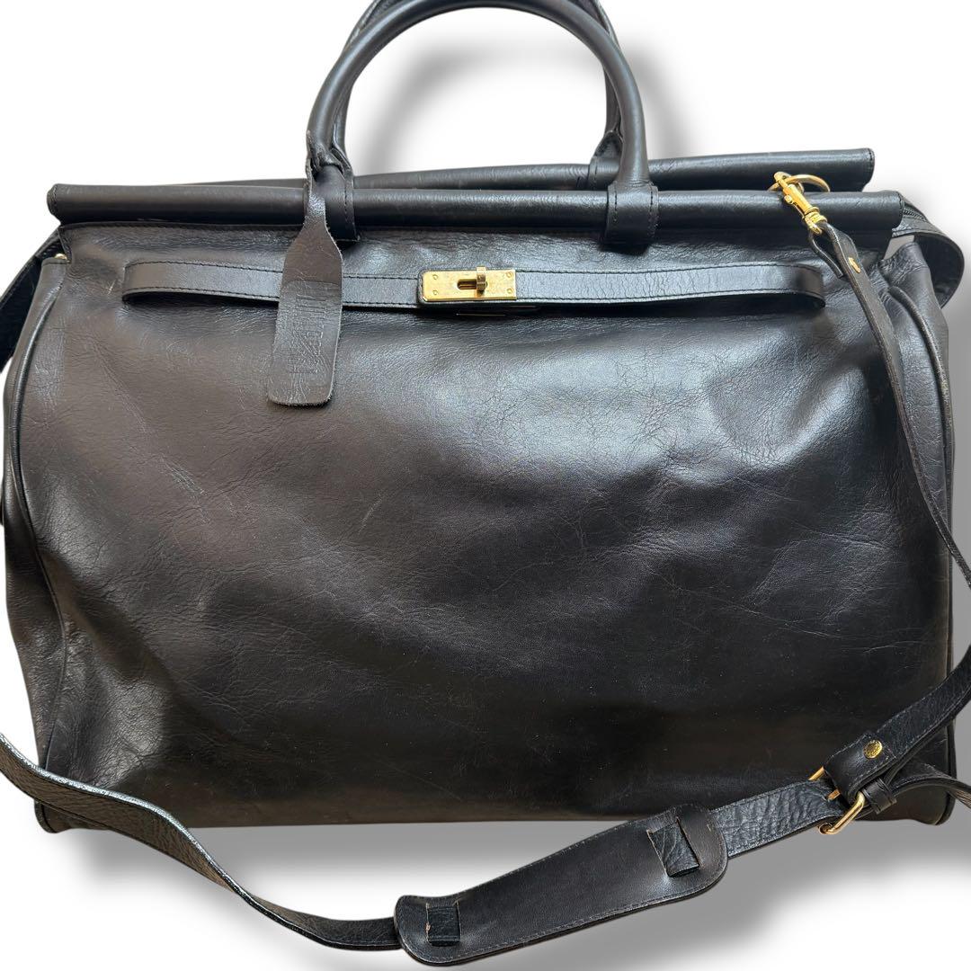 ★luna borsa★レザーボストンバッグ ブラック ショルダーバッグ 大容量