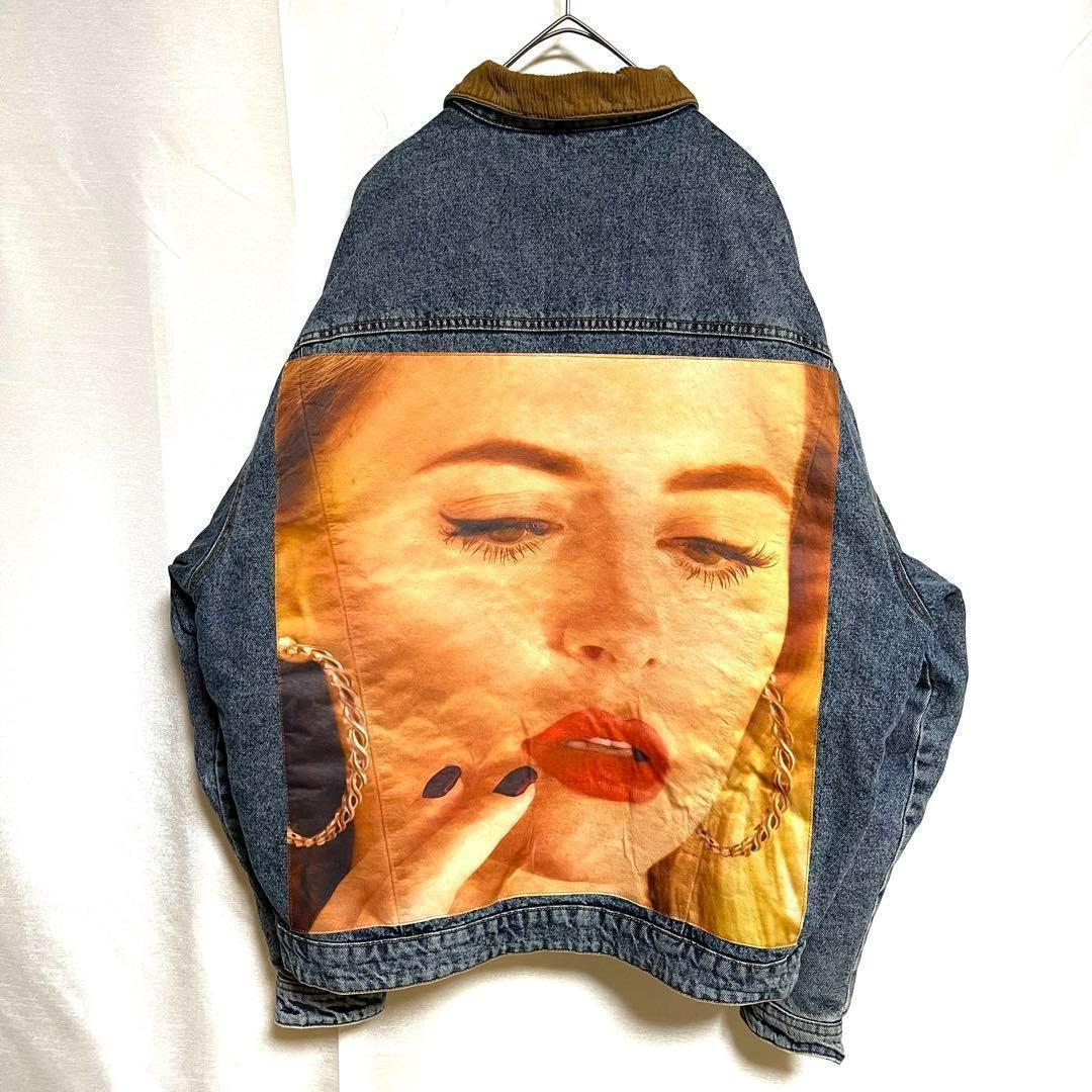 入手困難 Bershka girl バックプリント デニムジャケット 裏ボアXL