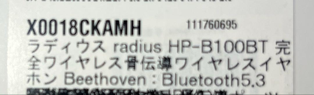 ラディウス　HPーB100BT 骨伝導ワイヤレスイヤホン　極美品