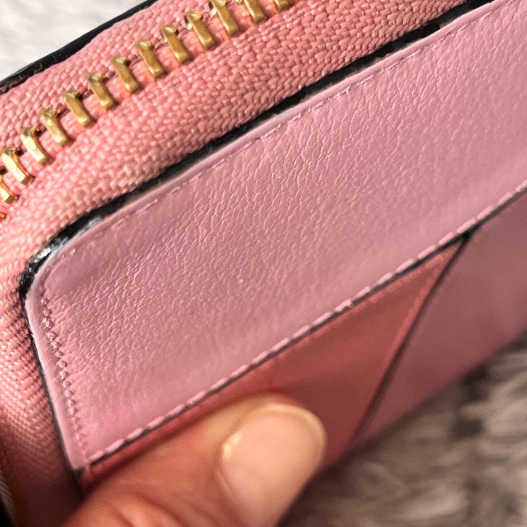 良品✨ロエベ パズル ラウンドジップ バイカラー ピンクライン レディース財布 良品✨ロエベ パズル ラウンドジップ バイカラー ピンクライン レディース財布