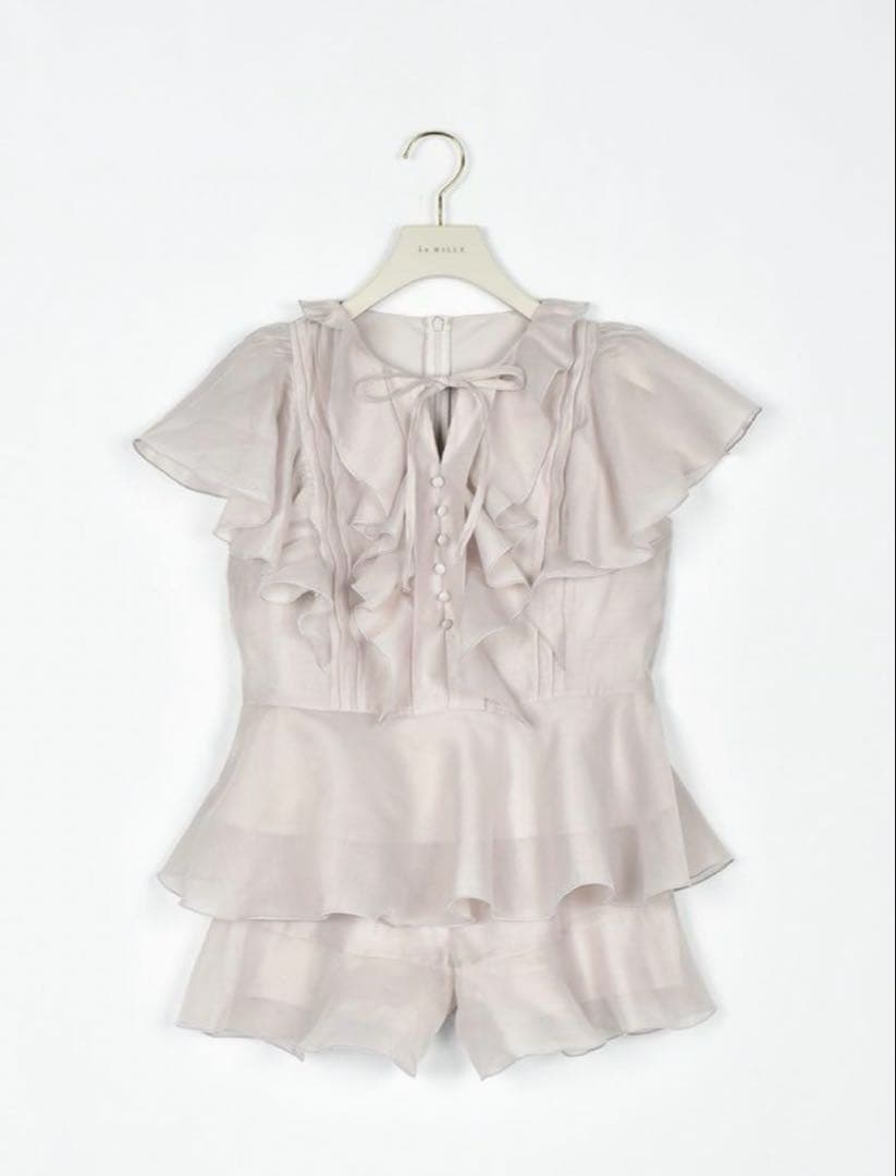 An MILLE アンミール シアーフリルリボンセットアップ ピンク