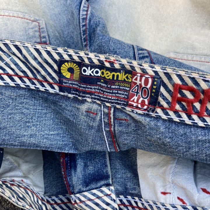 限定品好評 アカデミクス ワイド デニム バギーパンツ 刺繍 b系 hip hop xNZJX-m76588763904 特価正規店