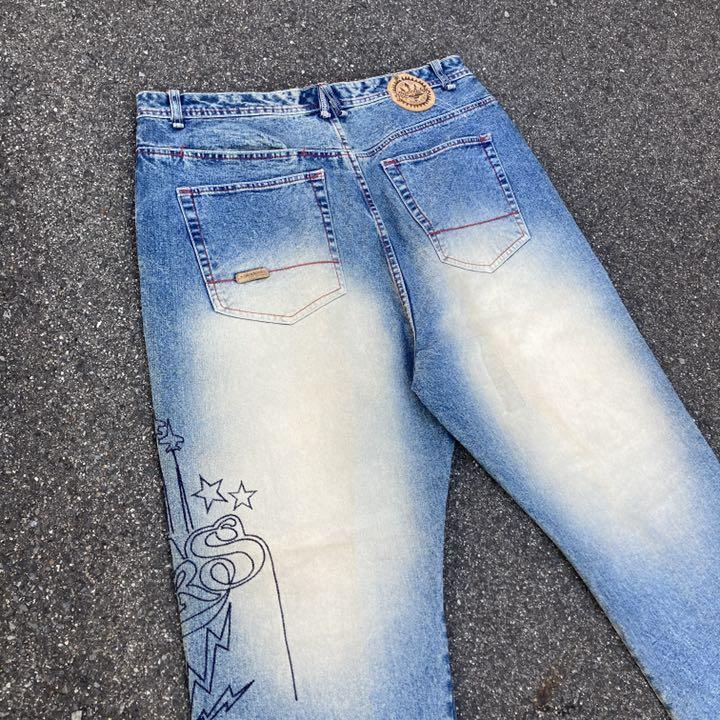 限定品好評 アカデミクス ワイド デニム バギーパンツ 刺繍 b系 hip hop xNZJX-m76588763904 特価正規店