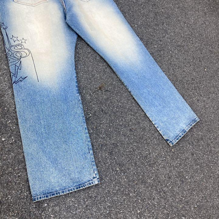 限定品好評 アカデミクス ワイド デニム バギーパンツ 刺繍 b系 hip hop xNZJX-m76588763904 特価正規店