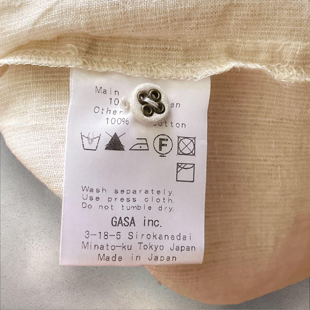 GASA リネン100% フリルブラウス フリーサイズ ゆったり 半袖
