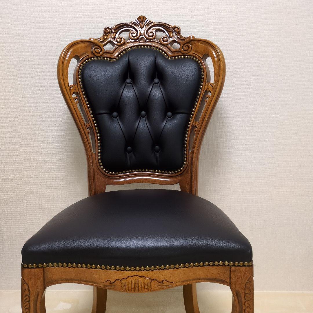 専用です。イタリア ダイニングチェア 革張り 猫脚 ブラック（一脚）