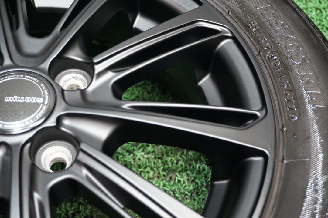 即日発送 MILLOUS カスタムブラックエディション 155/65R14 軽トラ 軽四 タイヤ・ホイール