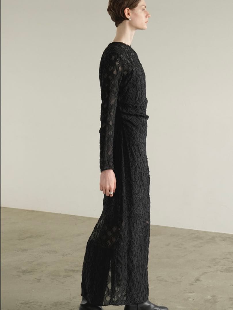 FLOWER JACQUARD WAIST DRAPE ONEPIECE