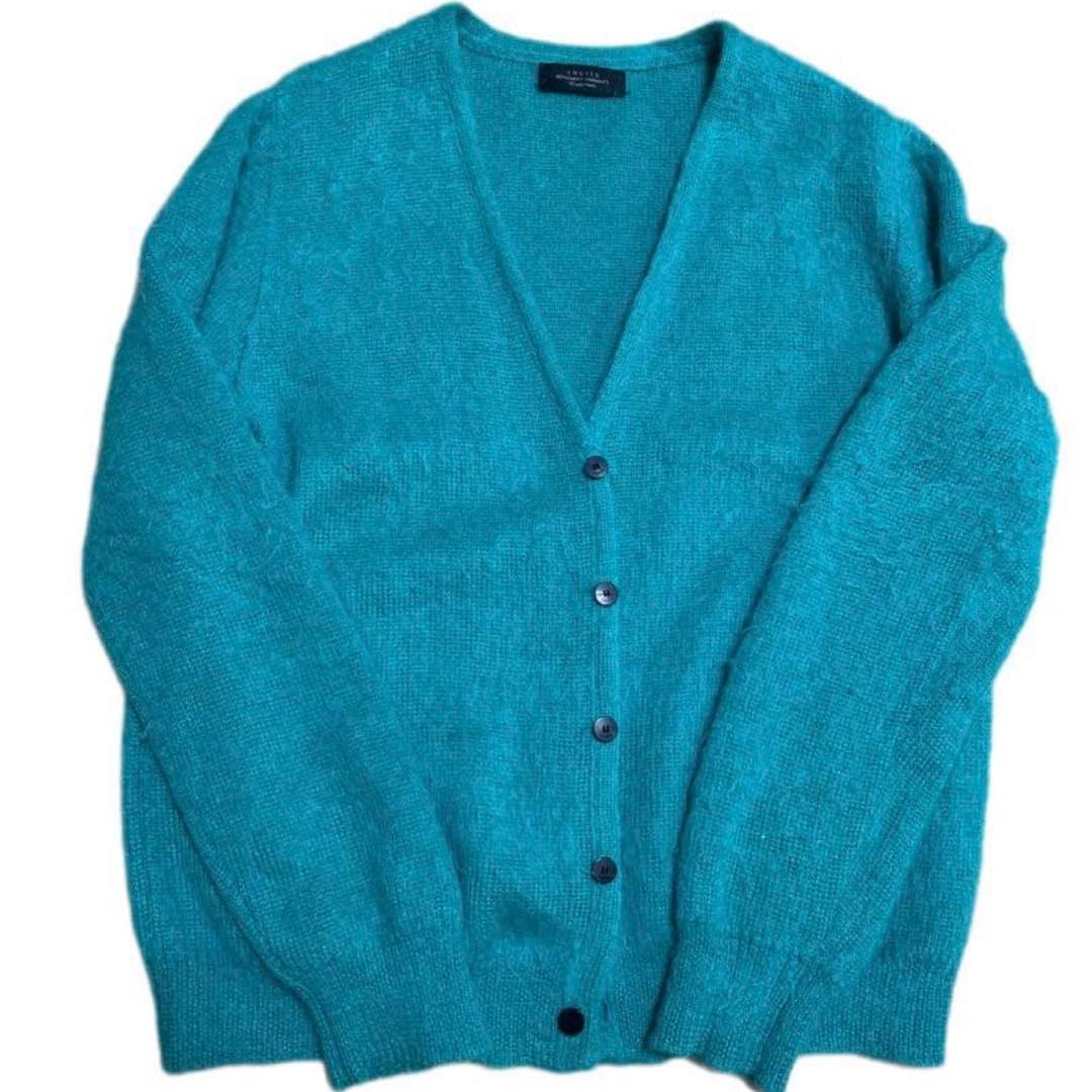 く*わ様 アンユーズド　モヘアカーディガン　ターコイズブルー