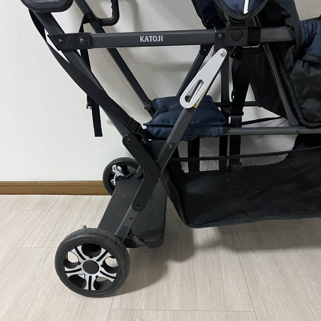 【美品】カトージ　2人でゴー 縦型 スリム 2人乗り 人気ベビーカー ネイビー
