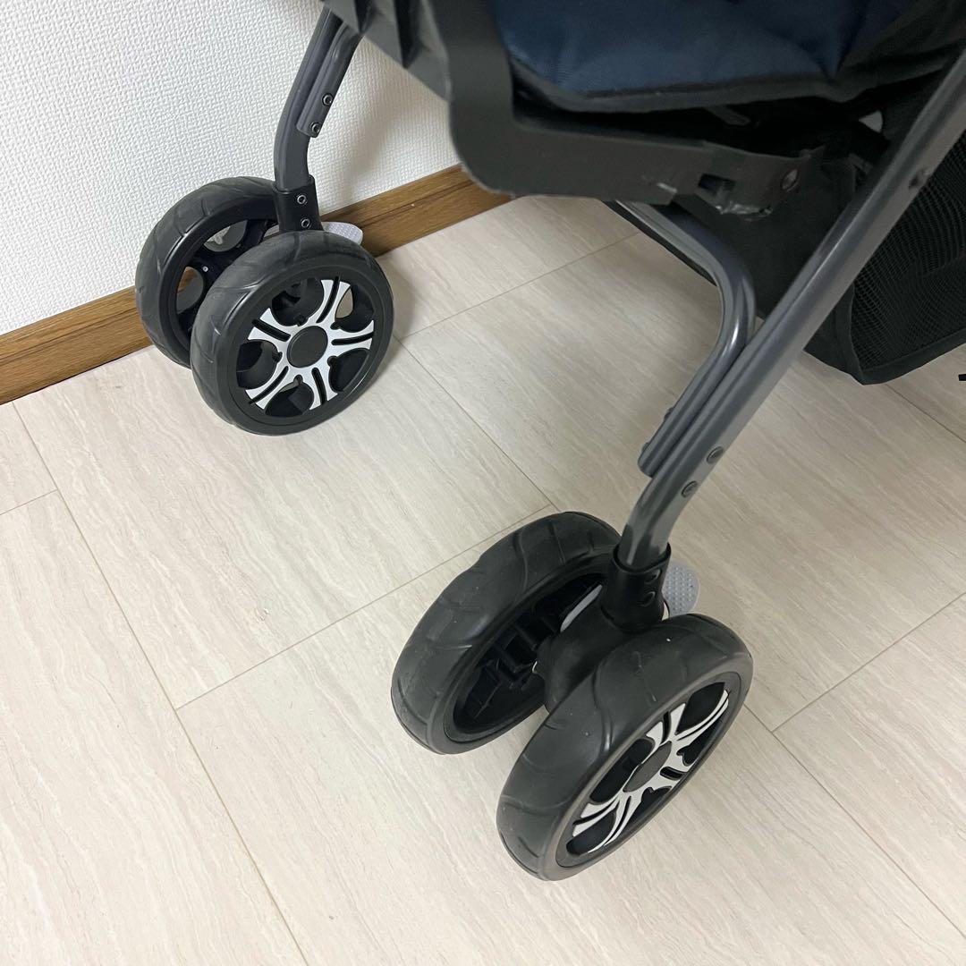 【美品】カトージ　2人でゴー 縦型 スリム 2人乗り 人気ベビーカー ネイビー