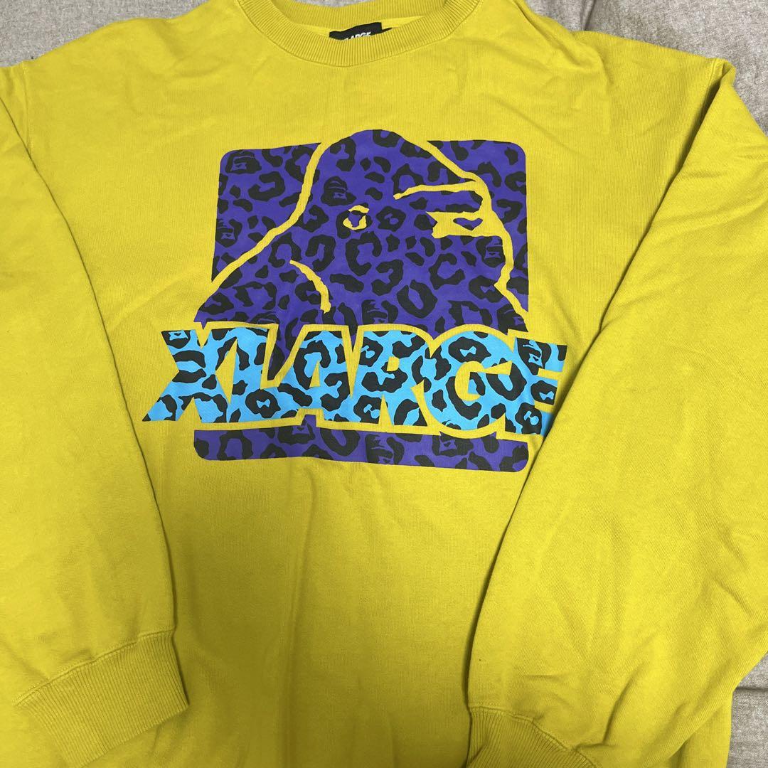 XLARGE ネイビー イエロー トレーナー L トップス