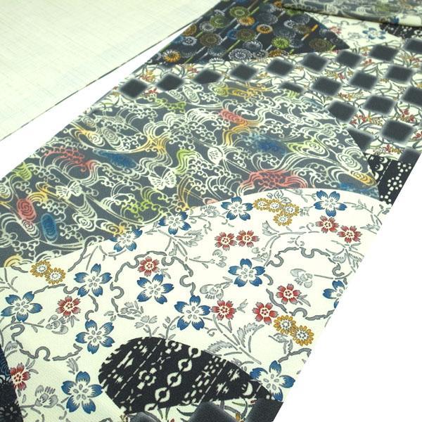 袋帯 染め帯 全通 草花 桜 撫子 菊 流水 波 切りばめ風 中古 kp1638 袋帯 染め帯 全通 草花 桜 撫子 菊 流水 波 切りばめ風 中古